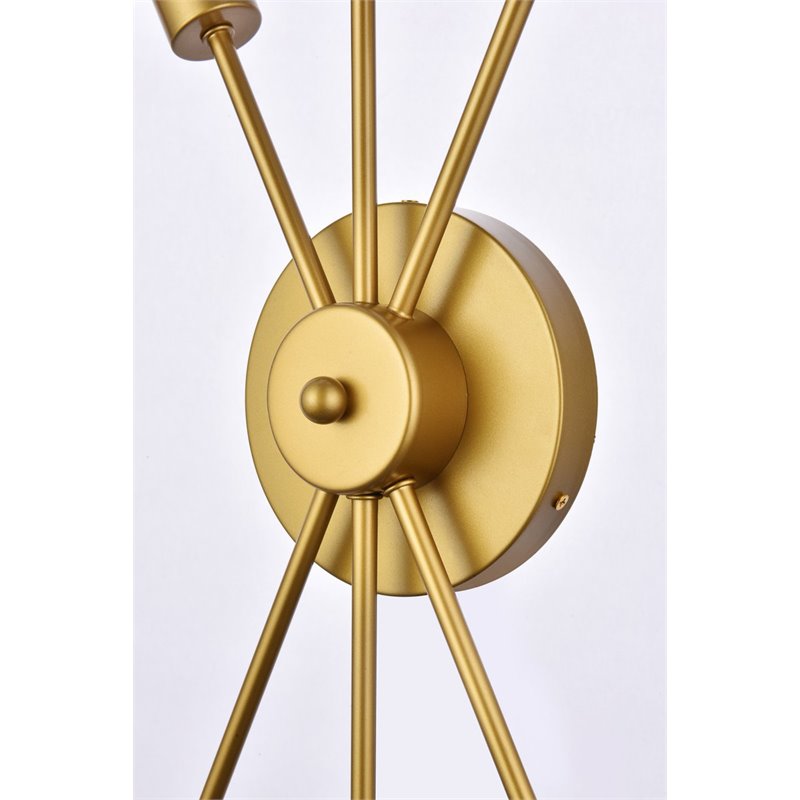 Living District Lucca 3-Light Mid-Century Metal Bath Sconce in Brass