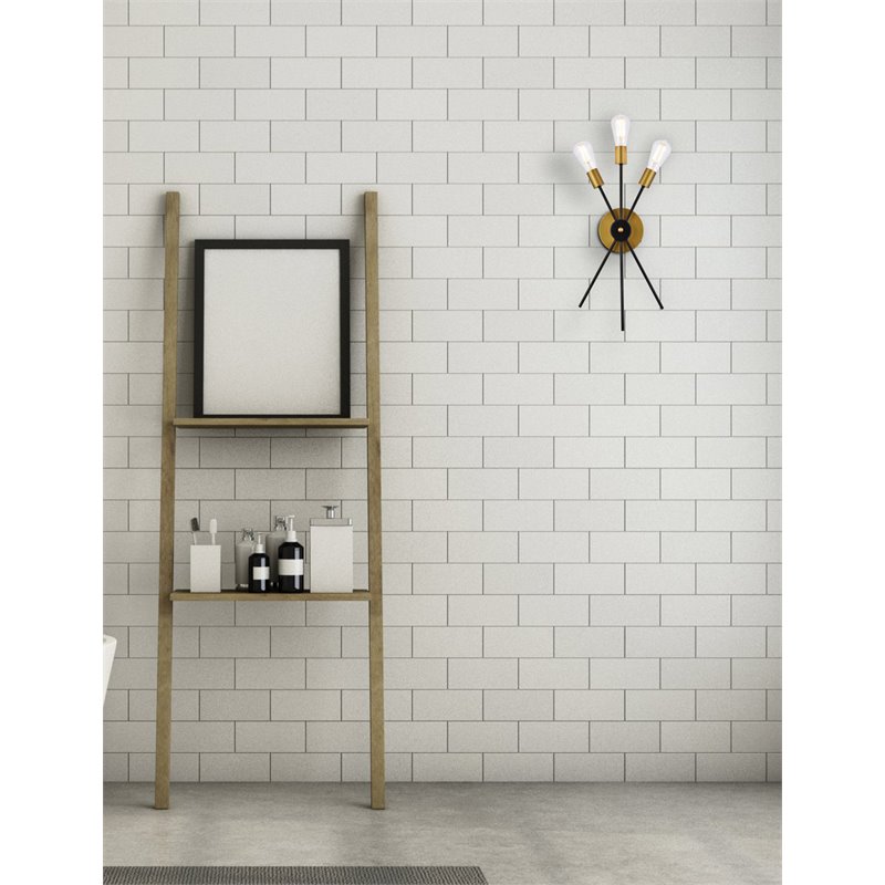 Living District Lucca 3-Light Mid-Century Metal Bath Sconce in Black and Brass