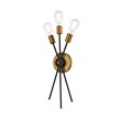 Living District Lucca 3-Light Mid-Century Metal Bath Sconce in Black and Brass