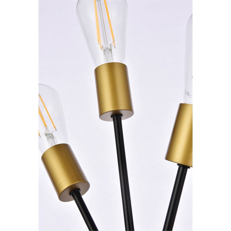 Living District Lucca 3-Light Mid-Century Metal Bath Sconce in Black and Brass