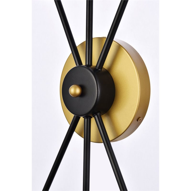 Living District Lucca 3-Light Mid-Century Metal Bath Sconce in Black and Brass