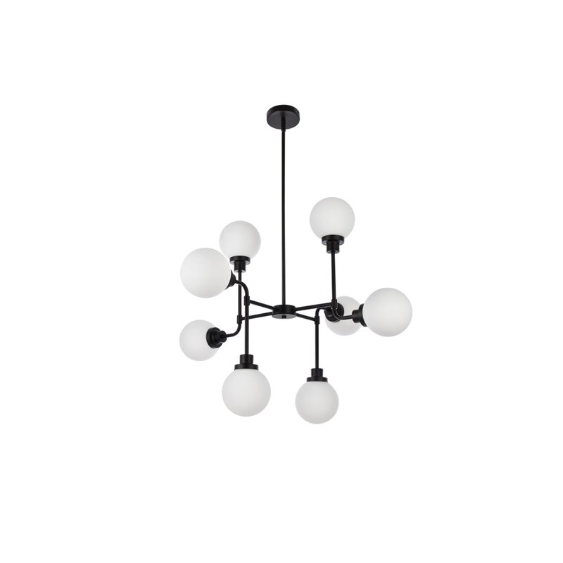 Living District Hanson 8-Light Metal Pendant in Black and Frosted