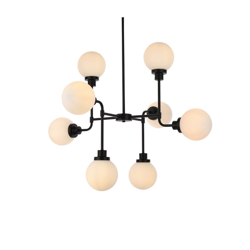 Living District Hanson 8-Light Metal Pendant in Black and Frosted