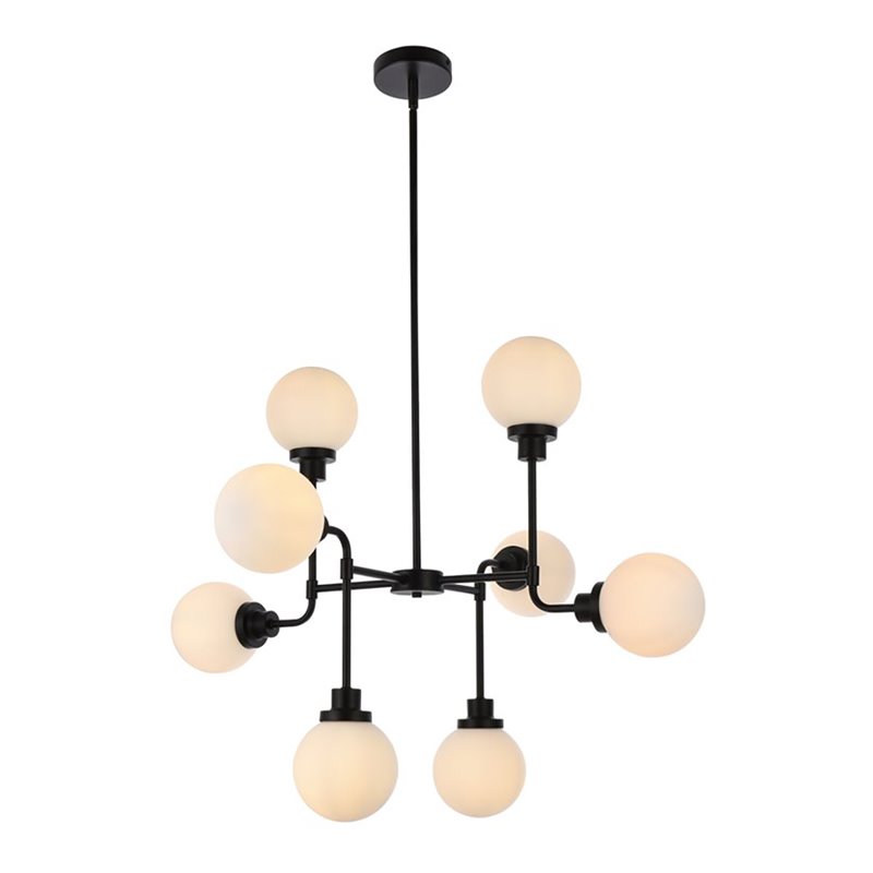 Living District Hanson 8-Light Metal Pendant in Black and Frosted