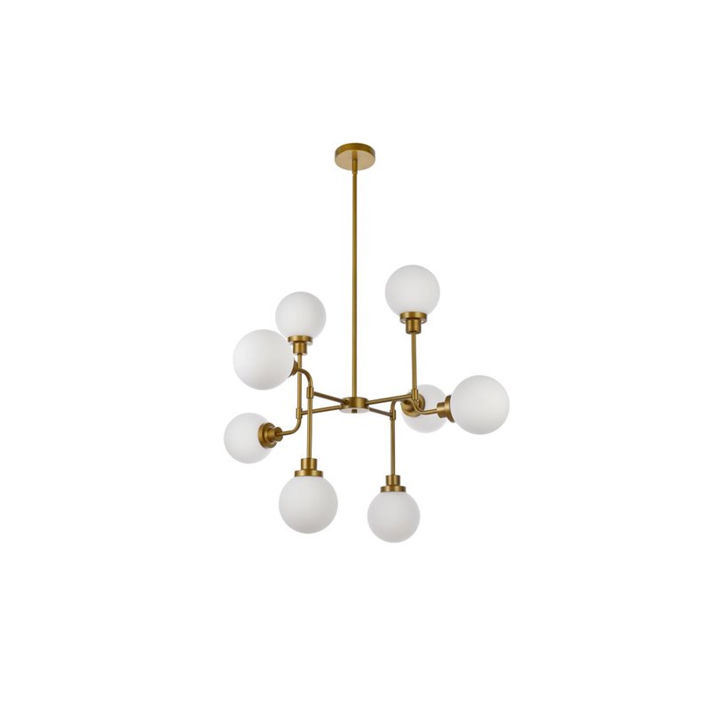 Living District Hanson 8-Light Metal Pendant in Brass and Frosted