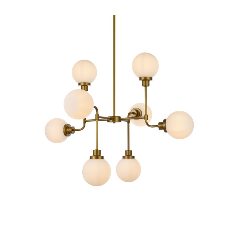 Living District Hanson 8-Light Metal Pendant in Brass and Frosted
