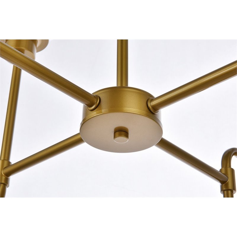 Living District Hanson 8-Light Metal Pendant in Brass and Frosted