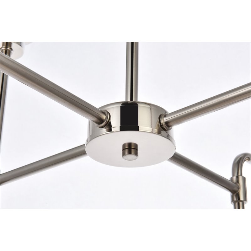 Living District Hanson 8-Light Metal Pendant in Polished Nickel/Frosted