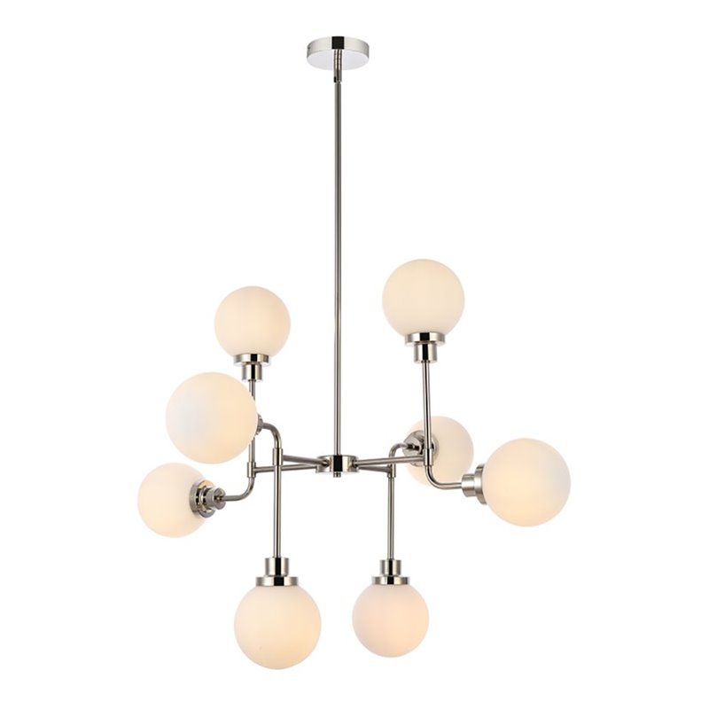 Living District Hanson 8-Light Metal Pendant in Polished Nickel/Frosted