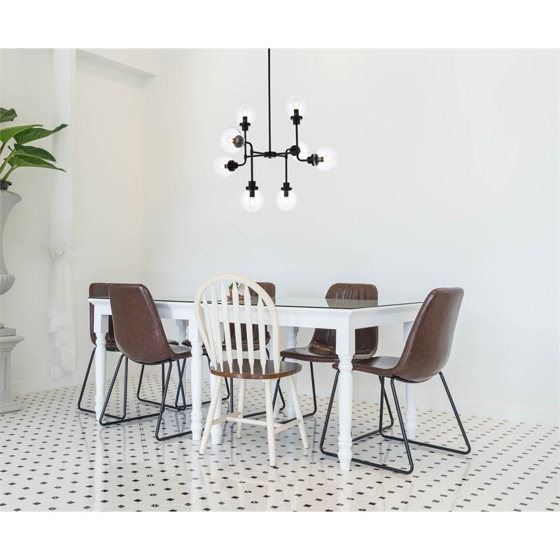 Living District Hanson 8-Light Metal Pendant in Black and Clear Shade