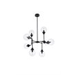 Living District Hanson 8-Light Metal Pendant in Black and Clear Shade