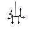 Living District Hanson 8-Light Metal Pendant in Black and Clear Shade