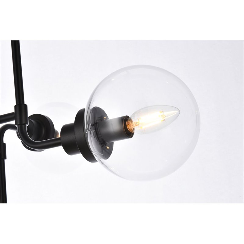 Living District Hanson 8-Light Metal Pendant in Black and Clear Shade