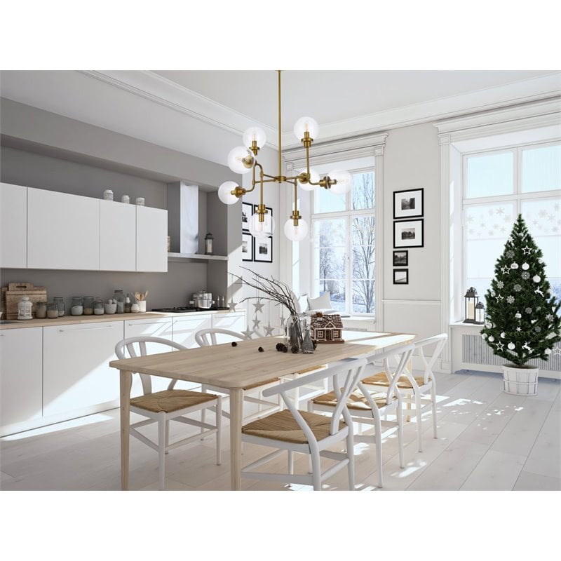 Living District Hanson 8-Light Metal Pendant in Brass and Clear Shade