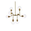 Living District Hanson 8-Light Metal Pendant in Brass and Clear Shade