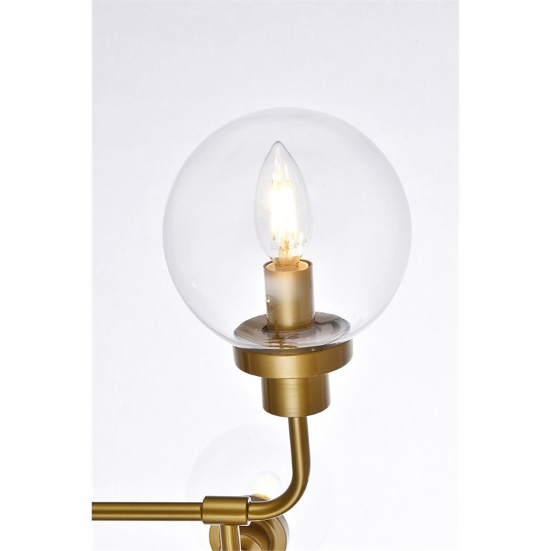 Living District Hanson 8-Light Metal Pendant in Brass and Clear Shade