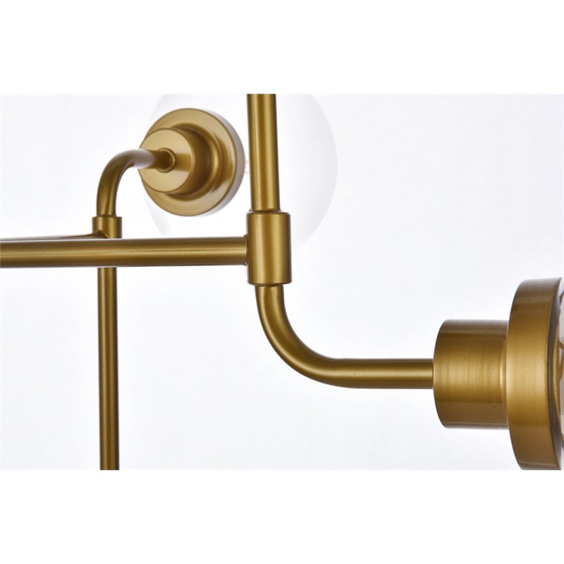 Living District Hanson 8-Light Metal Pendant in Brass and Clear Shade
