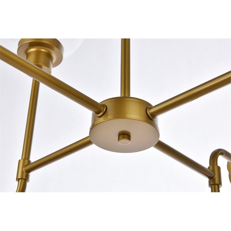 Living District Hanson 8-Light Metal Pendant in Brass and Clear Shade