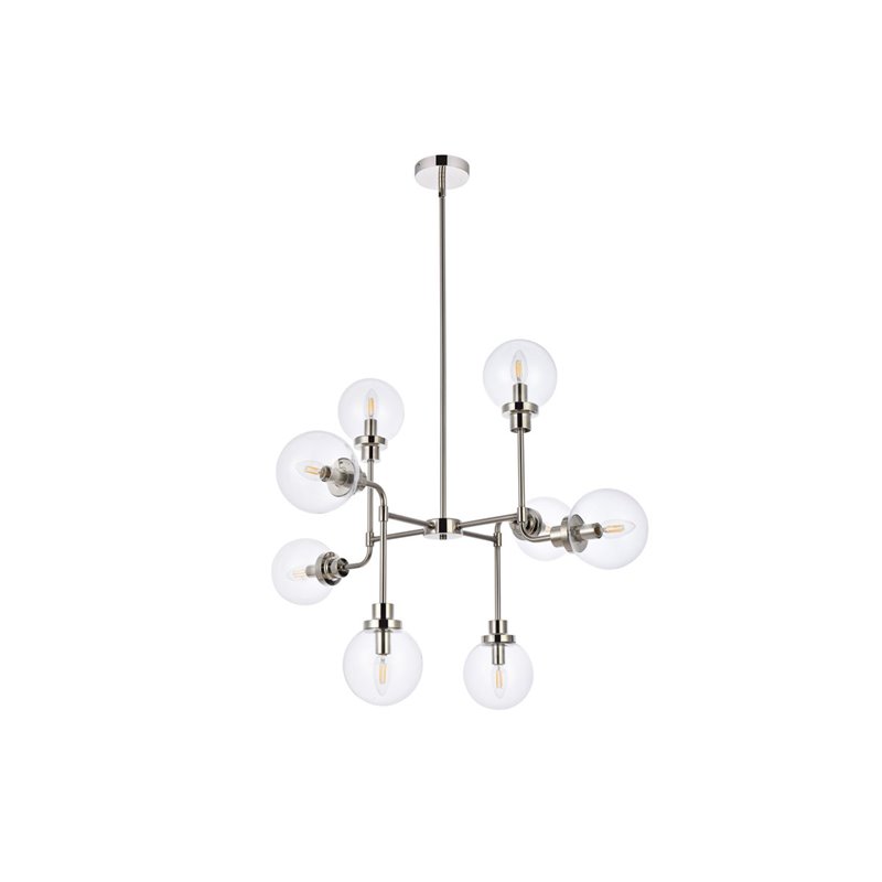 Living District Hanson 8-Light Metal Pendant in Polished Nickel and Clear