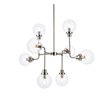 Living District Hanson 8-Light Metal Pendant in Polished Nickel and Clear