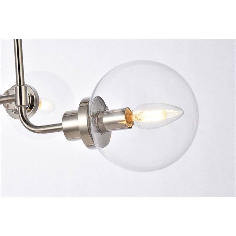 Living District Hanson 8-Light Metal Pendant in Polished Nickel and Clear