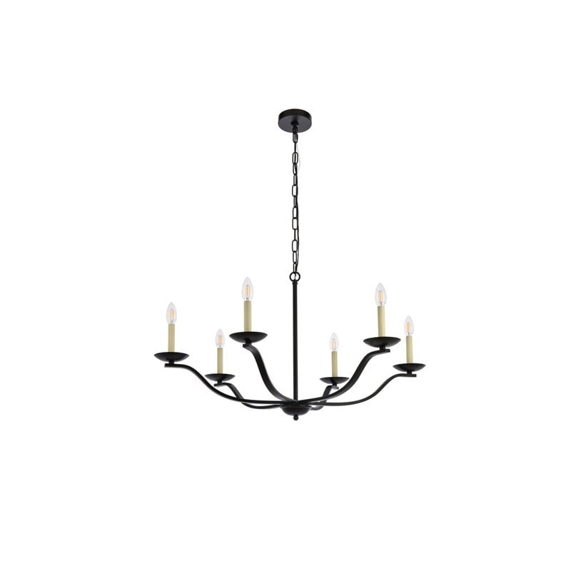 Living District Trey 6-Light Mid-Century Metal Pendant in Black