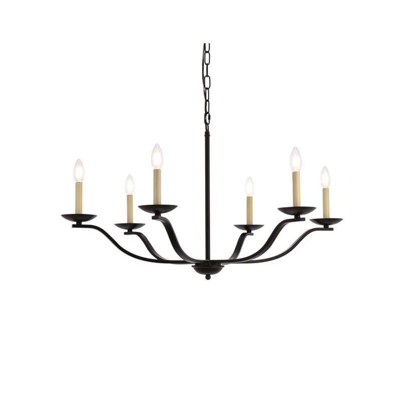 Living District Trey 6-Light Mid-Century Metal Pendant in Black