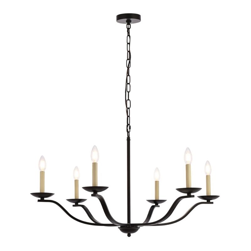 Living District Trey 6-Light Mid-Century Metal Pendant in Black