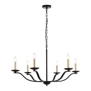 Living District Trey 6-Light Mid-Century Metal Pendant in Black
