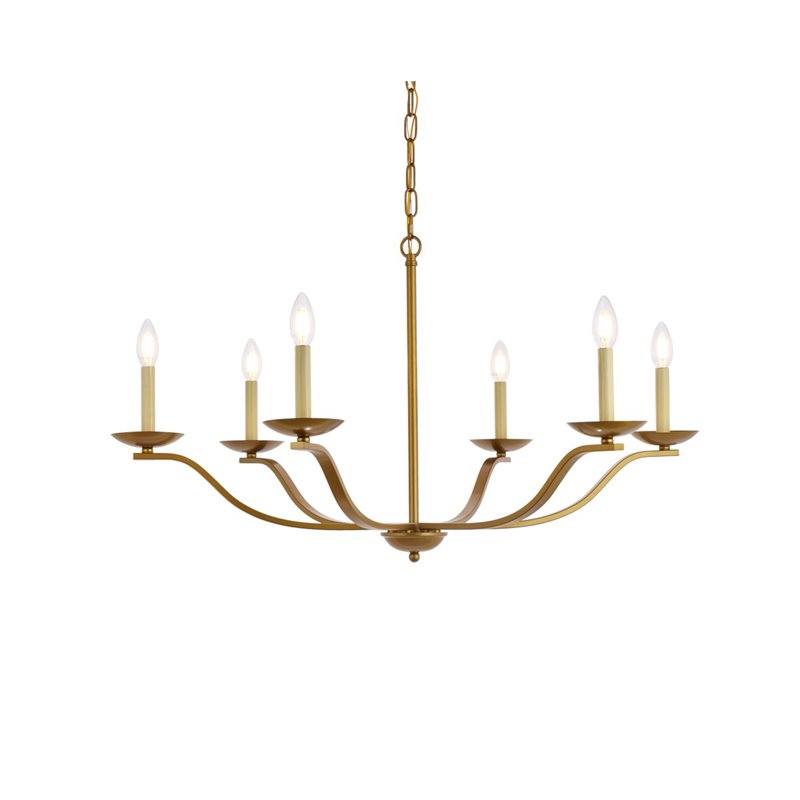Living District Trey 6-Light Mid-Century Metal Pendant in Brass