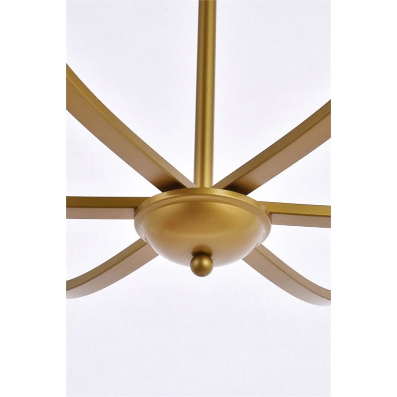 Living District Trey 6-Light Mid-Century Metal Pendant in Brass
