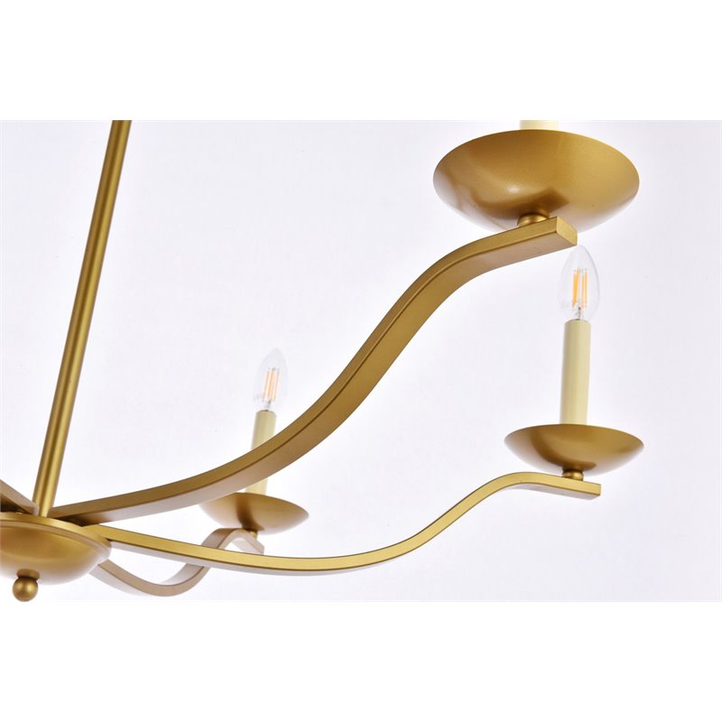 Living District Trey 6-Light Mid-Century Metal Pendant in Brass