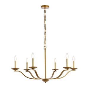 Living District Trey 6-Light Mid-Century Metal Pendant in Brass
