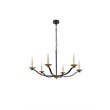 Living District Trey 6-Light Mid-Century Metal Pendant in Black/Brass