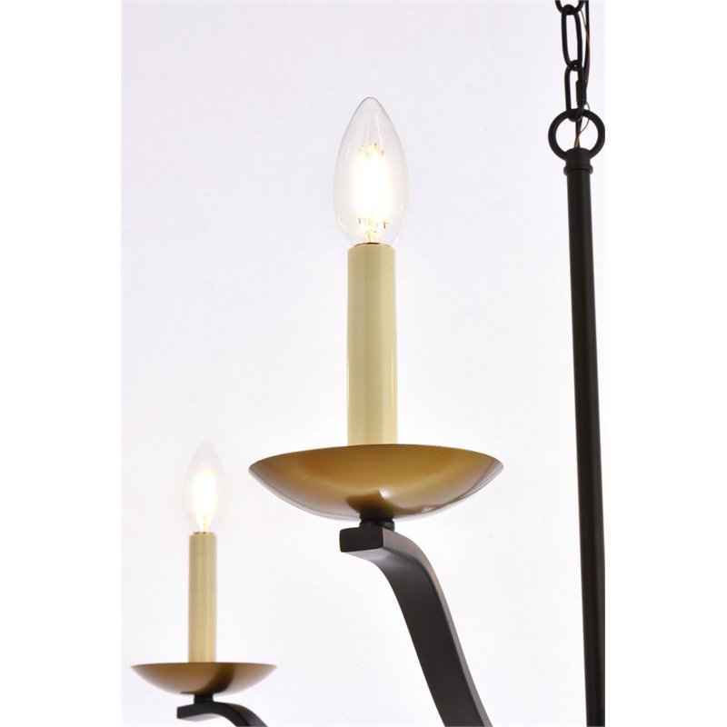 Living District Trey 6-Light Mid-Century Metal Pendant in Black/Brass