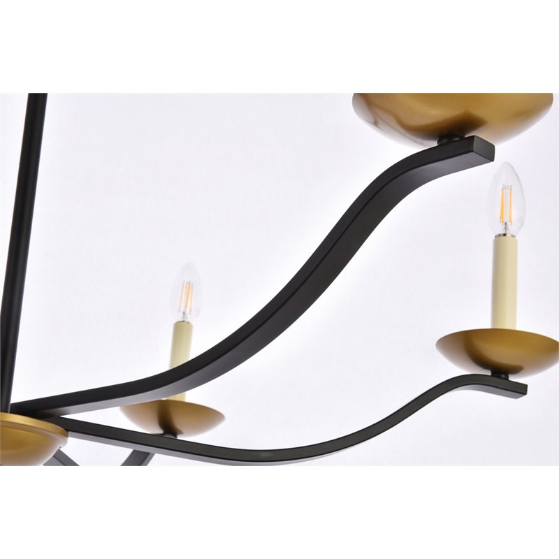 Living District Trey 6-Light Mid-Century Metal Pendant in Black/Brass