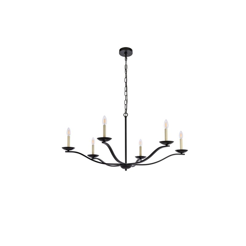 Living District Trey 6-Light Mid-Century Metal Pendant in Black Finish