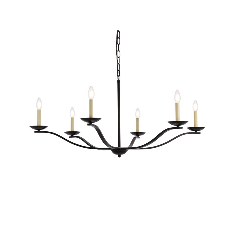 Living District Trey 6-Light Mid-Century Metal Pendant in Black Finish