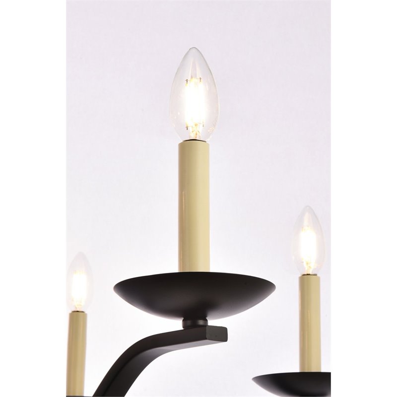 Living District Trey 6-Light Mid-Century Metal Pendant in Black Finish