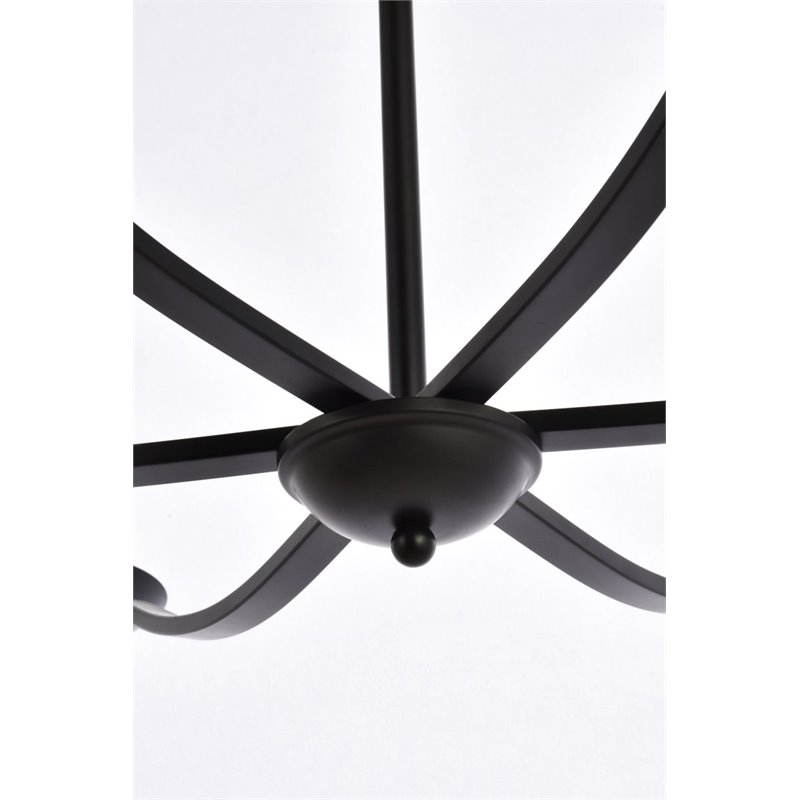 Living District Trey 6-Light Mid-Century Metal Pendant in Black Finish