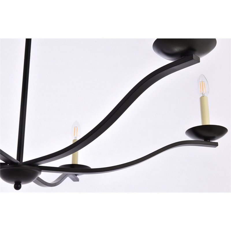 Living District Trey 6-Light Mid-Century Metal Pendant in Black Finish