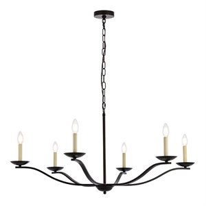 Living District Trey 6-Light Mid-Century Metal Pendant in Black Finish