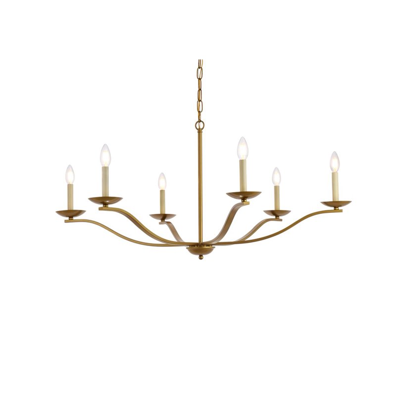Living District Trey 6-Light Mid-Century Metal Pendant in Brass Finish