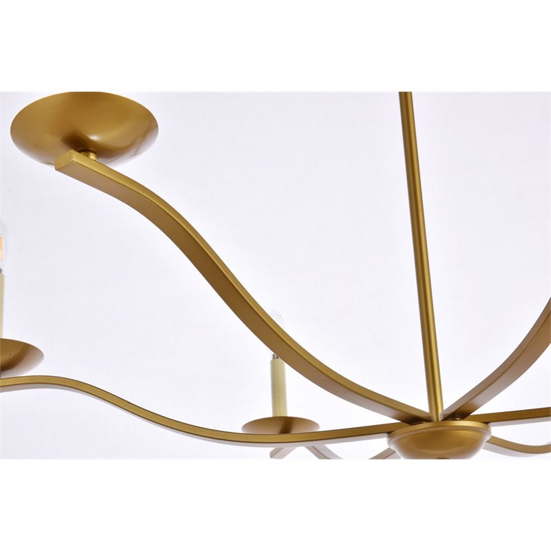 Living District Trey 6-Light Mid-Century Metal Pendant in Brass Finish