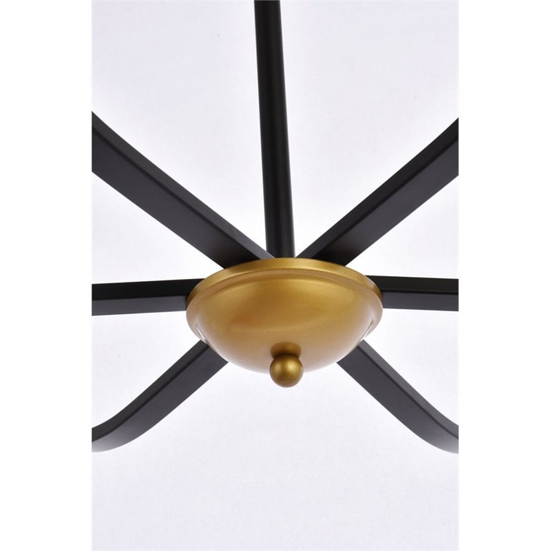 Living District Trey 6-Light Mid-Century Metal Pendant in Black and Brass