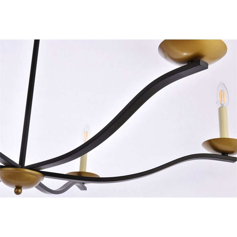 Living District Trey 6-Light Mid-Century Metal Pendant in Black and Brass
