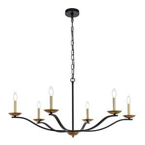 Living District Trey 6-Light Mid-Century Metal Pendant in Black and Brass