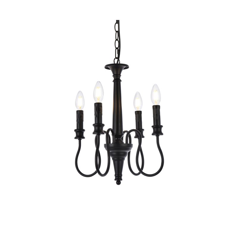 Living District Flynx 4-Light Mid-Century Metal Pendant in Black Finish
