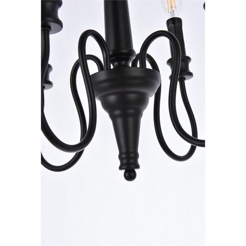 Living District Flynx 4-Light Mid-Century Metal Pendant in Black Finish