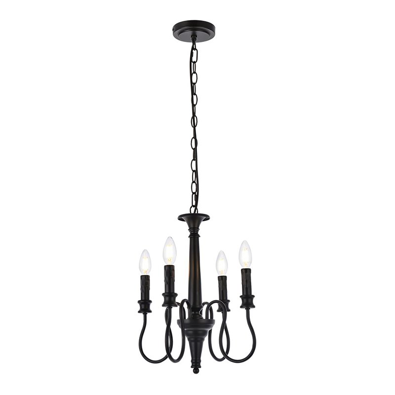 Living District Flynx 4-Light Mid-Century Metal Pendant in Black Finish